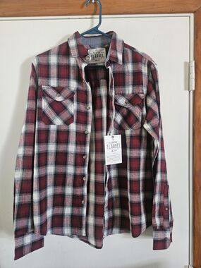 Classic Men’s Red Plaid Button-Down Flannel Shirt Tallwoods S Nwt